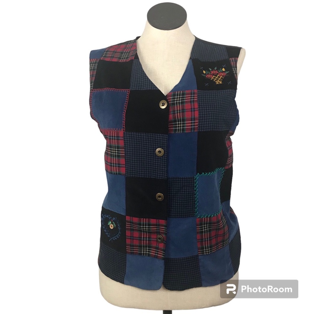 Jantzen Classic 4 Buttons Vest Women’s Size XL Multicolor Embroidery V-Neck NWT.